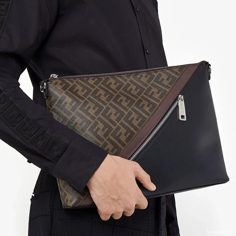 Affordable Brown In Slim Bag FF Motif Messenger Fendi Fabric 0708